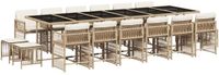 vidaXL 17-delige Tuinset met kussens, polyrattan, beige