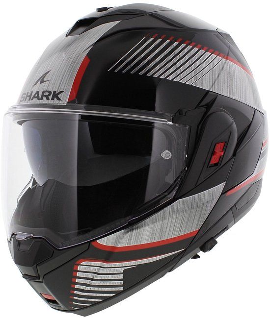 Shark Oxo systeemhelm motorhelm Sikter zwart rood zilver - Maat XXL
