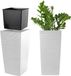 KADAX Pot de fleurs, bac à fleurs en plastique, jardinière pour fleurs, intérieur et extérieur, jardin, balcon, terrasse, maison, résistant aux intempéries, imitation rotin (hauteur 36,5 cm, blanc)