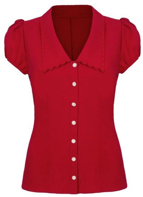 Hell Bunny Maddy Dames Blouse - rood - XS