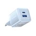 Vention FEQL0-EU Chargeur Bleu 30W USB-C + USB-A GaN Charge Rapide