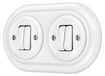 Interrupteur double à encastrer en porcelaine rétro, 2 modules, tout-en-un, série PR1, blanc