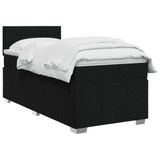 vidaXL Boxspringbed met matras, zwart, 100 x 200 cm, gestoffeerd