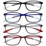 Opulize Ice 4 Stuks Super Lichtgewicht Leesbril Zwart Blauw Grijs Rood Vrouwen Mannen RRRR61-137Z +3,50