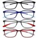 Opulize Ice 4 Stuks Super Lichtgewicht Leesbril Zwart Blauw Grijs Rood Vrouwen Mannen RRRR61-137Z +3,50