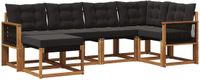 vidaXL Hoek loungeset 6-delig Acaciahout Naturel en Zwart