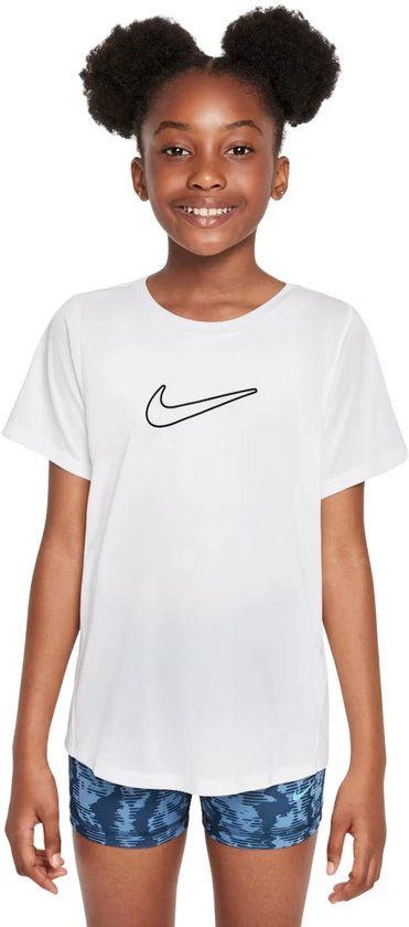 Nike One Fitted Dri-FIT Shirt Kinderen - Wit/Zwart