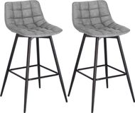 Bolt Tabouret – 2 pièces – Ergonomique – Similicuir – Gris – Tabouret de bar et outil de cuisine – Hauteur d'assise 88 cm