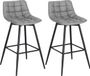 Bolt Tabouret – 2 pièces – Ergonomique – Similicuir – Gris – Tabouret de bar et outil de cuisine – Hauteur d'assise 88 cm