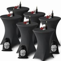Aventara Statafelrok Grijs x 6 – Ø80-85 x 110 cm – Luxe Extra Dikke Stretch Stof – Inclusief Opbergtas – Kras- en Kreukvrije Statafelhoes – Perfect voor Horeca, Bruiloften en Feesten