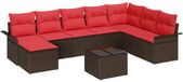 vidaXL - Salon d'angle - 8 places assises - Marron - Polyrattan