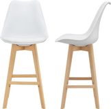 en.casa H.T. Trade Service GmbH & Co. KG Barkruk set van 2 kunstleer en beuken 105x48x58 cm wit