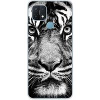 Oppo Bedrukt siliconen hoesje compatibel met Oppo A15 Tigre blanc et noir