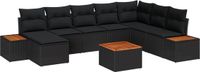 vidaXL - Banc de jardin - Set - 9 - p - Noir - Poly - rotin