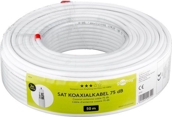 Merkloos Goobay 75 dB SAT coaxkabel - 10 stuks