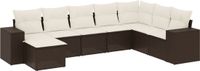 vidaXL 8-delige Loungeset met kussens, polyrattan, bruin