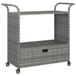 vidaXL Serveerwagen met lade 100x45x97 cm poly rattan grijs