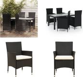 vidaXL 5-delige Tuinset met Kussens, Poly Rattan, Zwart