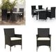 vidaXL 5-delige Tuinset met Kussens, Poly Rattan, Zwart