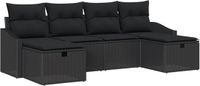 vidaXL Tuinbank Set 6-delig Poly Rattan Zwart/Zwart