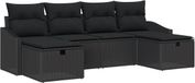 vidaXL Ensemble de banc de jardin 6 pièces poly rotin noir/noir
