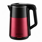 Brock Electronics Brock WK 5520 RD, 1500 W, 1,8 liter, Dubbelwandig, Verborgen verwarmingselement, Roestvrij staal, Zwart-paars, Waterkoker