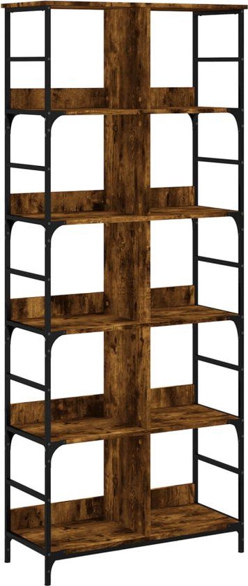 vidaXL Boekenrek - 78,5x33x188,5 cm - bewerkt hout - gerookt eikenkleurig