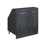 Vicco R-Line Keukenkast voor schuine wand – 80 cm met 2 deuren, kastromp 60 cm diepte Zwart beton