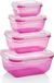 Grizzly Set van 4 récipients alimentaires (0,4L, 0,8L, 1,4L, 2,3L) - Rectangulaire, Plastique, 100% Hermétique/Étanche, Adapté au micro-ondes, Berry