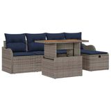 vidaXL Tuinbankenset 6 st Grijs poly rattan