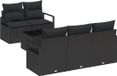 vidaXL Banc de jardin noir poly rotin 6 pièces 5 places avec coussins