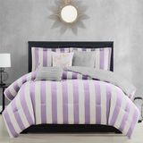 Juicy Couture Cabana Gestreepte, omkeerbare beddengoedset - Queen Size - lavendel-wit, strepenprint - 6-delige set