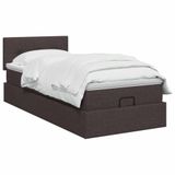 vidaXL Ottoman bed met matras, donkerbruin, 90 x 190 cm, stof