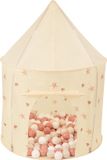 Selonis Paviljoen kindertent 100x130cm 100 ballen - Speelhuisje kinderen draagbaar - Speeltent binnen buiten - Licht beige: Pastelbeige Zalmkleur Wit