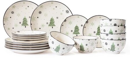 Cookinglife Kerstservies - Groen 18-delig Serviesset - 6 Personen