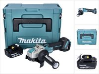 Makita DGA 521 T1X1J accu haakse slijper 18 V 125 mm X-LOCK Brushless + 1x accu 5,0 Ah + Makpac