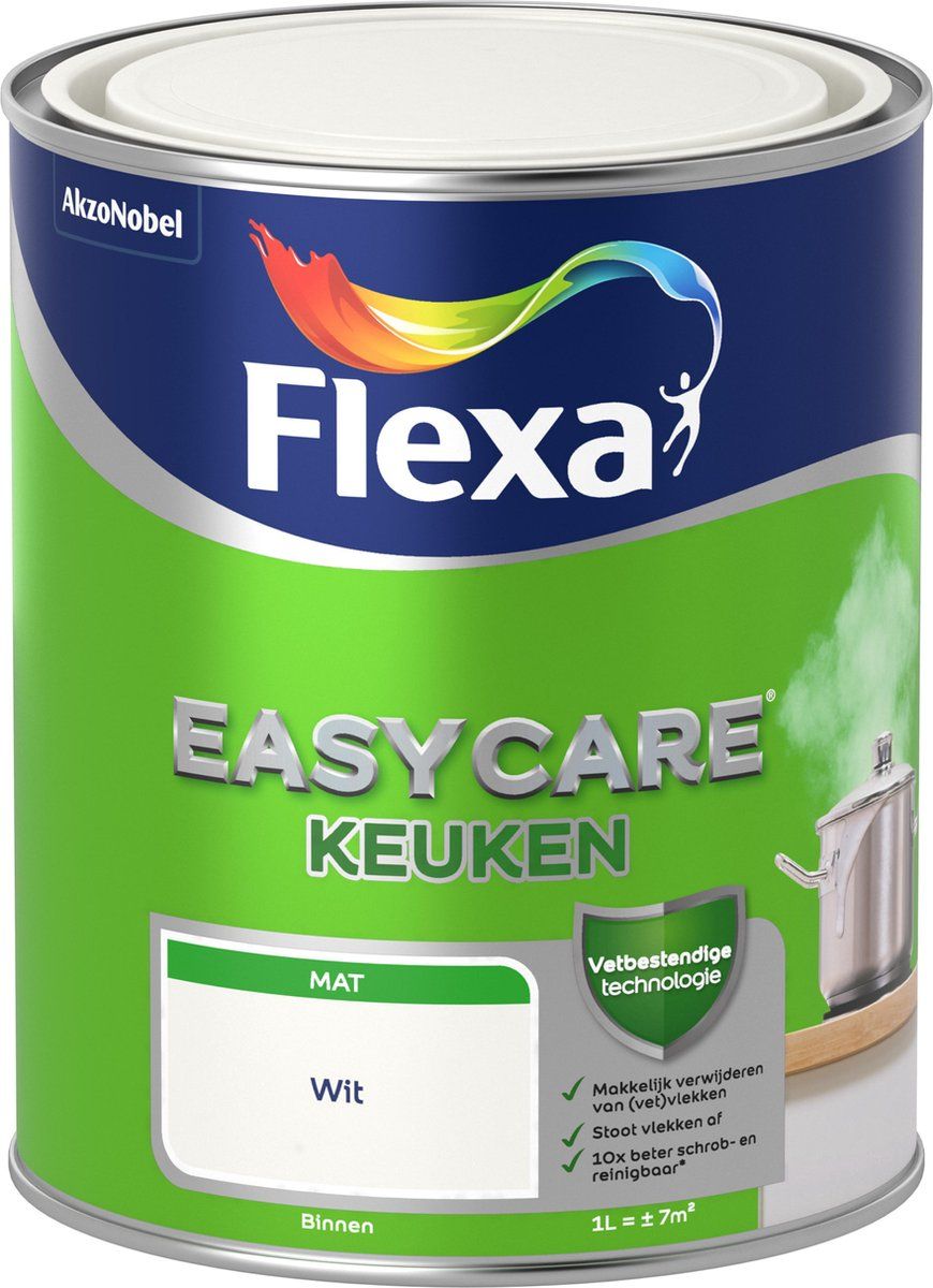 FLEXA Easycare - Muurverf Mat - Keuken - Wit - 1 liter