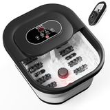 COMFIER Voetbubbelbad met warmtefunctie, voetbad met verwarming, bubbelfunctie, trilling, temperatuurregeling, pedicure-puimsteen, intelligente timer, zwart, cadeau voor vrouwen