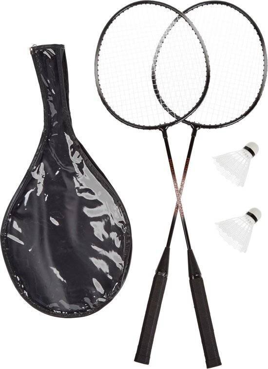 Relaxdays badmintonset badminton rackets met 2 shuttles draagtas met schouderband