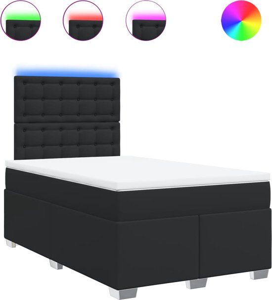 vidaXL Boxspring met matras kunstleer zwart 120x190 cm