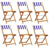 VidaXL Tuinstoel Terras Gecapitonneerde zitting Acaciahout, Polyester Blauw, Wit