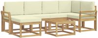vidaXL - Hoek loungeset - 6 zitplekken - Wit en crème - Massief Acacia Hout