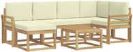 vidaXL - Ensemble de salon d'angle - 6 places assises - Blanc et crème - Acacia massif