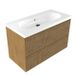 Saniclass Badkamermeubelset - 100x45x63.5cm - Palermo keramische wastafel wit - 1 wasbak - zonder kraangat - 2 lades - mat eiken natural