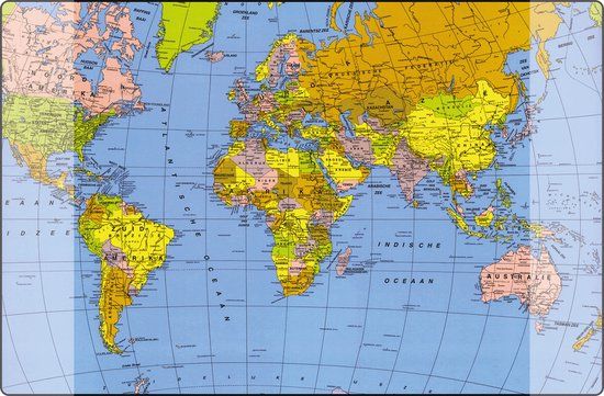 Kangaro Bureau Onderlegger - Wereldkaart - 58 x 38 cm - Karton