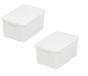 BranQ Home Essential Mand met deksel in rotan design, 2-delige set, maat M (32,3 x 22,5 x 15 cm), 10 l, BPA-vrije kunststof (polypropeen), wit, 2 stuks