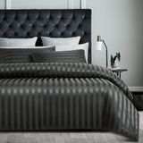 Damier Satijn beddengoed 220 x 240 cm grijs- zijdeglans gestreept beddengoed set 3-delig hoogwaardig luxe dekbedovertrek met verborgen ritssluiting en 2 kussenslopen 80 x 80 cm, grijs