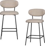 WOOOD Kjeld Barstoelen - Geweven Stof - Naturel - Set van 2