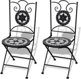 vidaXL Bistro stoelen, 2 stuks, keramisch, zwart en wit