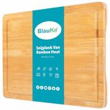 BlauKe Planche à découper en bambou avec rainure et poignées (38 x 25cm)